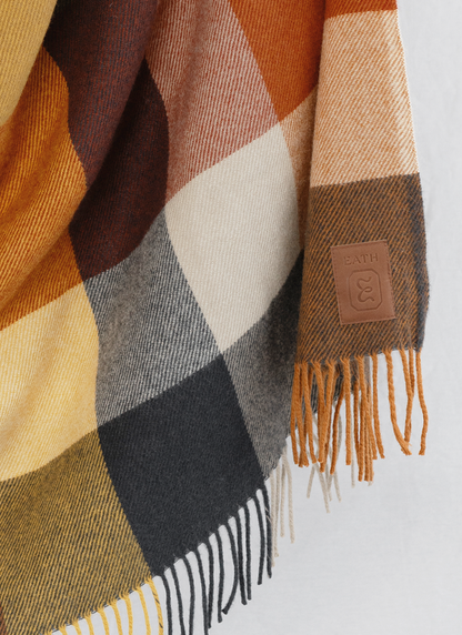 Heritage Lambswool Throw - Maple Check