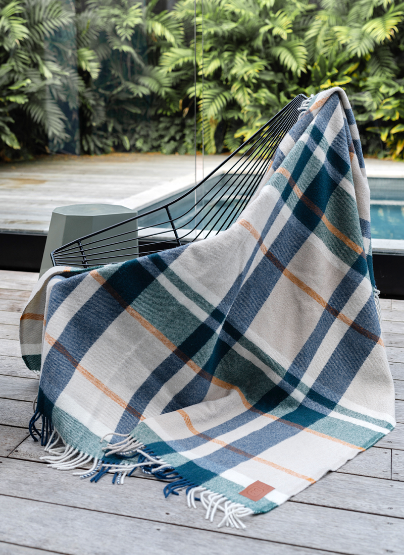 Retreat Lambswool Throw - Meadow Check